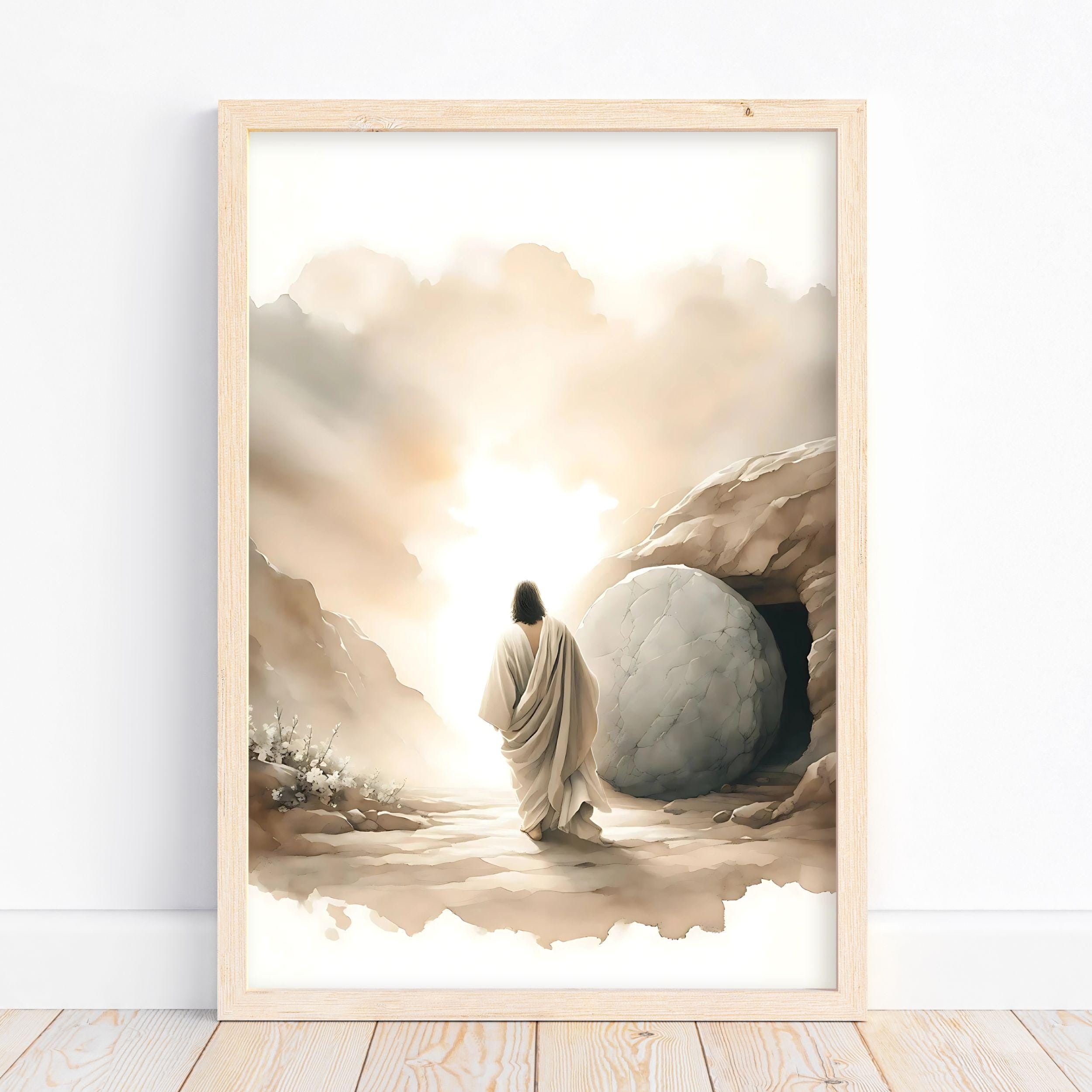 He is Risen Wall Art Poster, Jesus Painting Easter Scripture Poster, Jesus Resurrection Poster, Bible Art Poster